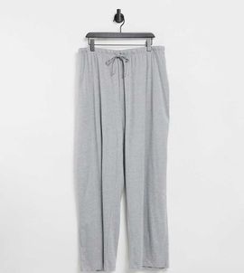 ASOS Curve ASOS DESIGN Curve mix & match straight leg jersey pajama pant in gray heather-Grey