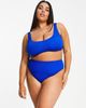 ASOS Curve ASOS DESIGN Curve mix and match crinkle skinny scoop crop bikini top in cobalt blue - 4