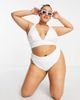 ASOS Curve ASOS DESIGN Curve mix and match deep hipster bikini bottom in white - 3