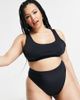 ASOS Curve ASOS DESIGN Curve mix and match high leg high waist bikini bottom in black - 1