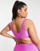 ASOS Curve ASOS DESIGN Curve mix and match mirror satin rib crop bikini top in bright pink - 2