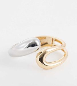ASOS Curve ASOS DESIGN Curve mixed metals cuff bracelet in gold tone and silver tone-Multi