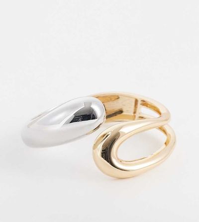 ASOS Curve ASOS DESIGN Curve mixed metals cuff bracelet in gold tone and silver tone-Multi