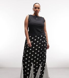 ASOS Curve ASOS DESIGN Curve mixed print godet maxi skirt-Multi