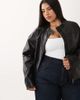ASOS Curve ASOS DESIGN Curve motorsport leather look moto jacket in black - 1