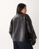 ASOS Curve ASOS DESIGN Curve motorsport leather look moto jacket in black - 4