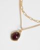 ASOS Curve ASOS DESIGN Curve multi row with burgundy pendant-GOLD - 4