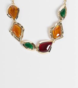 ASOS Curve ASOS DESIGN Curve multi stone set statement necklace with molten affect