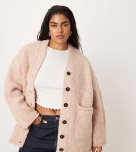 ASOS Curve ASOS DESIGN Curve multiply oversized cardigan in pink