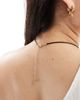 ASOS Curve ASOS DESIGN Curve necklace with cord and hammered pendant design in gold tone - 2