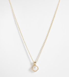 ASOS Curve ASOS DESIGN Curve necklace with faux pearl pendant in gold tone