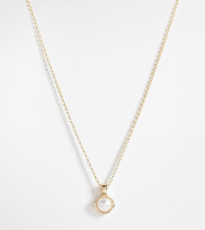 ASOS Curve ASOS DESIGN Curve necklace with faux pearl pendant in gold tone