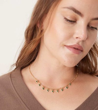 ASOS Curve ASOS DESIGN Curve necklace with heart charm detail in gold tone