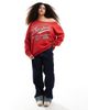 ASOS Curve ASOS DESIGN Curve off shoulder sweatshirt with Boston graphic in red - 4