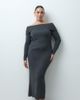 ASOS Curve ASOS DESIGN Curve open back off the shoulder knit midaxi dress in charcoal-Gray - 1