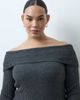 ASOS Curve ASOS DESIGN Curve open back off the shoulder knit midaxi dress in charcoal-Gray - 3