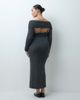 ASOS Curve ASOS DESIGN Curve open back off the shoulder knit midaxi dress in charcoal-Gray - 4
