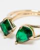 ASOS Curve ASOS DESIGN Curve open ring with split band and emerald stone in gold tone - 3