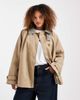 ASOS Curve ASOS DESIGN Curve oversized cape detail with plaid liner in rye-Neutral - 4