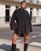 ASOS Curve ASOS DESIGN Curve oversized cord shirt mini dress in washed black - 1