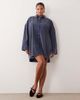 ASOS Curve ASOS DESIGN Curve oversized corduroy mini shirt dress in washed denim blue - 4