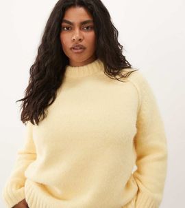 ASOS Curve ASOS DESIGN Curve oversized fluffy sweater in buttermilk-Yellow
