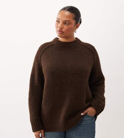ASOS Curve ASOS DESIGN Curve oversized fluffy sweater in chocolate-Brown