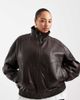 ASOS Curve ASOS DESIGN Curve oversized leather look funnel neck bomber jacket in chocolate-Brown - 1