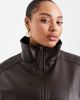 ASOS Curve ASOS DESIGN Curve oversized leather look funnel neck bomber jacket in chocolate-Brown - 2