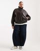 ASOS Curve ASOS DESIGN Curve oversized leather look funnel neck bomber jacket in chocolate-Brown - 3