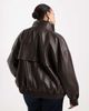 ASOS Curve ASOS DESIGN Curve oversized leather look funnel neck bomber jacket in chocolate-Brown - 4