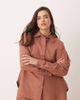 ASOS Curve ASOS DESIGN Curve oversized linen look shirt in mocha - part of a set-Brown - 1