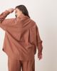 ASOS Curve ASOS DESIGN Curve oversized linen look shirt in mocha - part of a set-Brown - 4