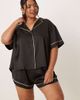ASOS Curve ASOS DESIGN Curve oversized satin short sleeve shirt and shorts pajama set in black - 3