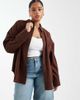 ASOS Curve ASOS DESIGN Curve oversized shirt with linen in brown - 1