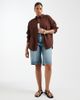 ASOS Curve ASOS DESIGN Curve oversized shirt with linen in brown - 4