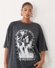 ASOS Curve ASOS DESIGN CURVE Oversized t-shirt with American honey western graphic in washed charcoal-Multi - 1