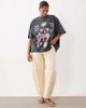 ASOS Curve ASOS DESIGN Curve oversized t-shirt with Tanzania tiger graphic in washed charcoal-Multi - 4