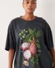 ASOS Curve ASOS DESIGN Curve oversized T-shirt with vintage dragon fruit graphic in washed charcoal-Multi - 3
