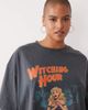 ASOS Curve ASOS DESIGN Curve Oversized T-shirt with witching hour graphic in washed charcoal-Gray - 1