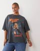 ASOS Curve ASOS DESIGN Curve Oversized T-shirt with witching hour graphic in washed charcoal-Gray - 3