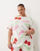 ASOS Curve ASOS DESIGN Curve oversized tee and shorts pajama set with cherry print in red & pink-White - 1