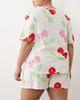 ASOS Curve ASOS DESIGN Curve oversized tee and shorts pajama set with cherry print in red & pink-White - 2