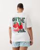 ASOS Curve ASOS DESIGN Curve oversized tee and shorts pajama set with tomato graphic in blue-White - 1