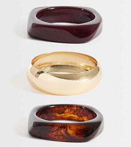 ASOS Curve ASOS DESIGN Curve pack of 3 resin bangles-Multi