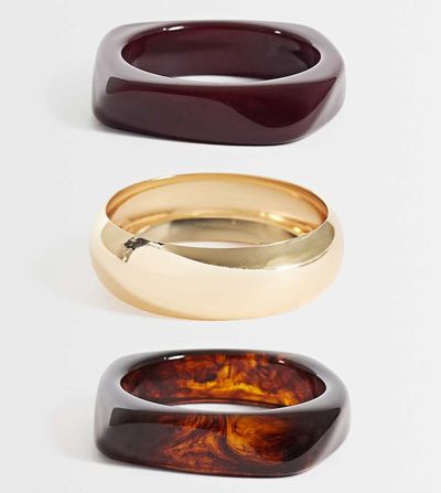 ASOS Curve ASOS DESIGN Curve pack of 3 resin bangles-Multi