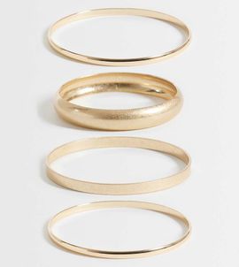 ASOS Curve ASOS DESIGN Curve pack of 4 mixed bangles in gold tone and brushed gold tone