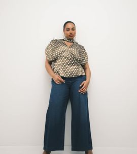 ASOS Curve ASOS DESIGN Curve palazzo jeans in dark mid wash-Blue