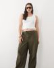 ASOS Curve ASOS DESIGN Curve parachute pants with toggle hem detail in khaki-Green - 1
