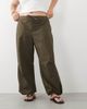 ASOS Curve ASOS DESIGN Curve parachute pants with toggle hem detail in khaki-Green - 2